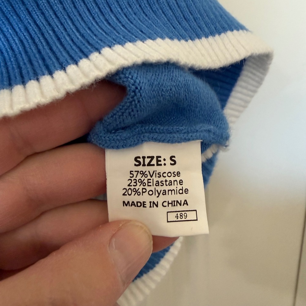 Dokotoo Knit Tank Top Women Small Blue White Excellent Striped Square Neck Camis - Picture 4 of 7